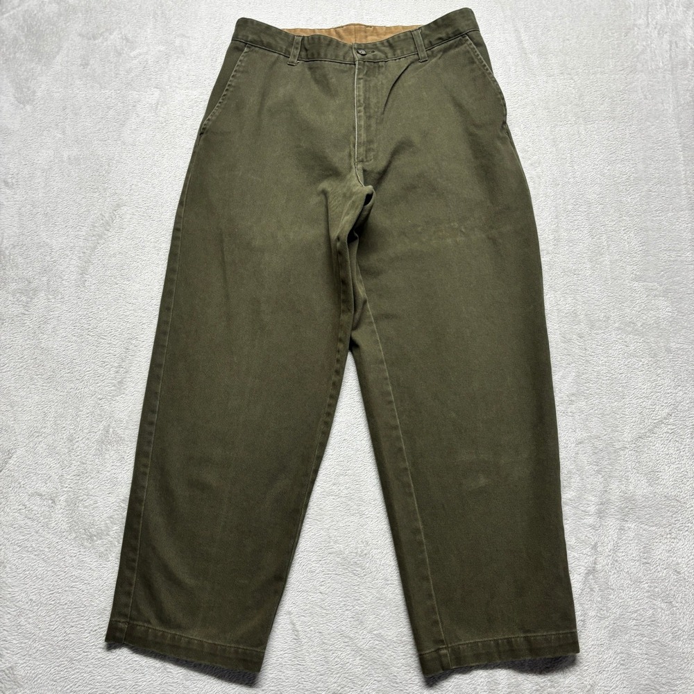 VTG St. John's Bay Chino Pants Mens 34x29 Relaxed Fit Talon Zipper Green Cotton - Picture 1 of 8